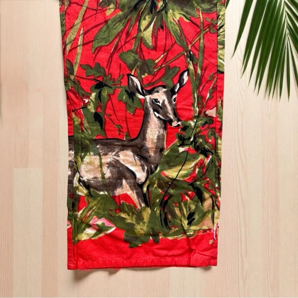 LILKA Anthropologie Doting Deer Red Green Jungle Lounge Pants - Size S - Picture 4 of 15